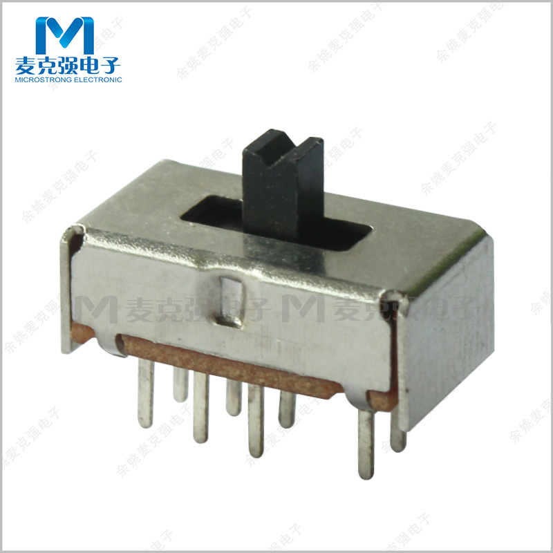 拨动开关SS23D07VG3柄高3mm双排8脚3档2P3T无固定脚三档滑动开关