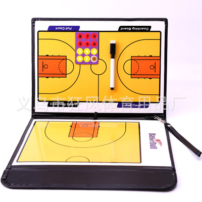 厂家供应 新款 三折磁性皮质篮球战术板示教板 配磁石和笔|ru