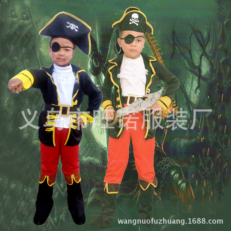 万圣节海盗服装 杰克加勒比海盗王子服 cosplay儿童海盗表演服装