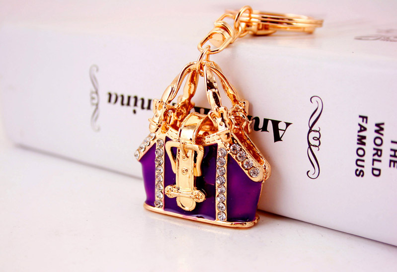 54g Weight Alloy, Metal Material Unisex Gender Purple, Red, Blue Color Creative Handbag Shape Key Chain 5