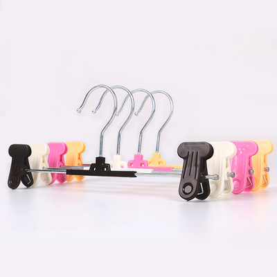 廠家新款可伸縮塑料褲架家用防滑無痕褲夾洗衣店晾褲衣架批發