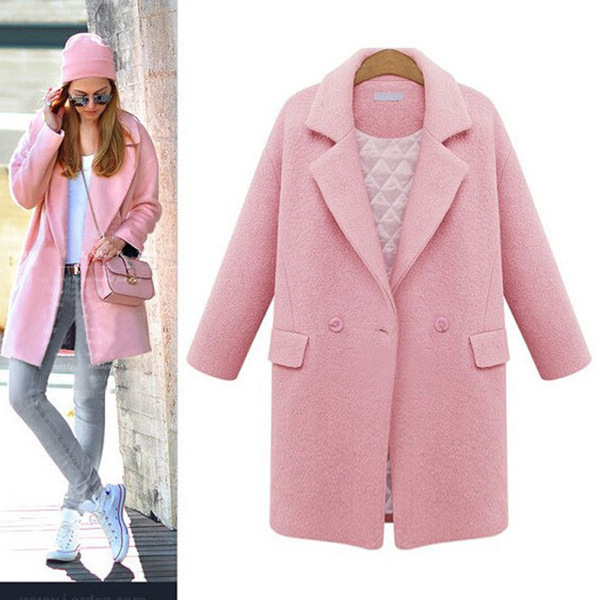 European and American fashion suit collar cotton woolen overcoat