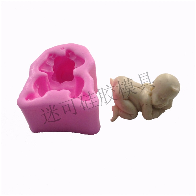 Mentir bebé suave cerámica hecha a mano jabón molde chocolate DIY fondant herramienta de la torta al por mayor