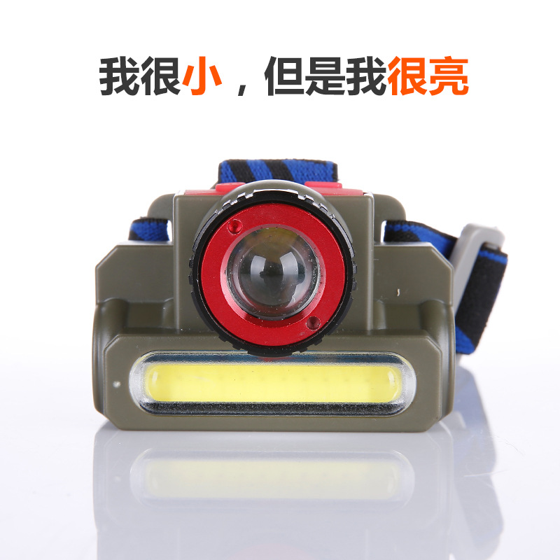 Star Warrior Strong light lighting Headlight LED Zoom USB charge Headlight outdoors COB Fishing Headlamp XPE wholesale