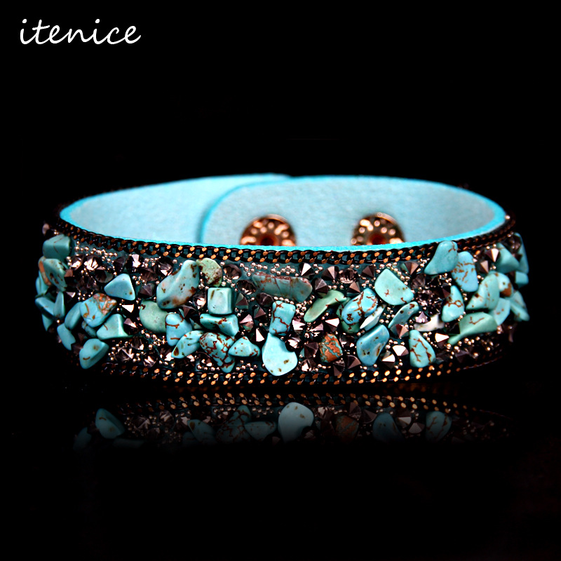 creative crystal gravel irregular colored gemstone flannel bracelet