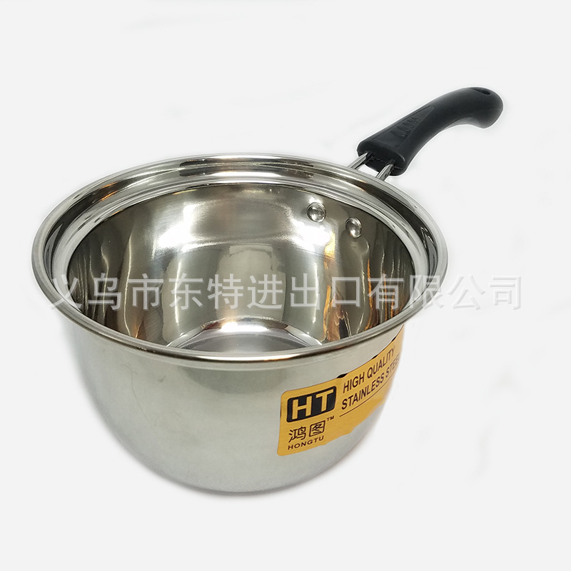 Factory direct sales of stainless steel milk pot three-piece set, Korean-style glass lid gift pot, single-handle multi-functional milk pot detail image 15