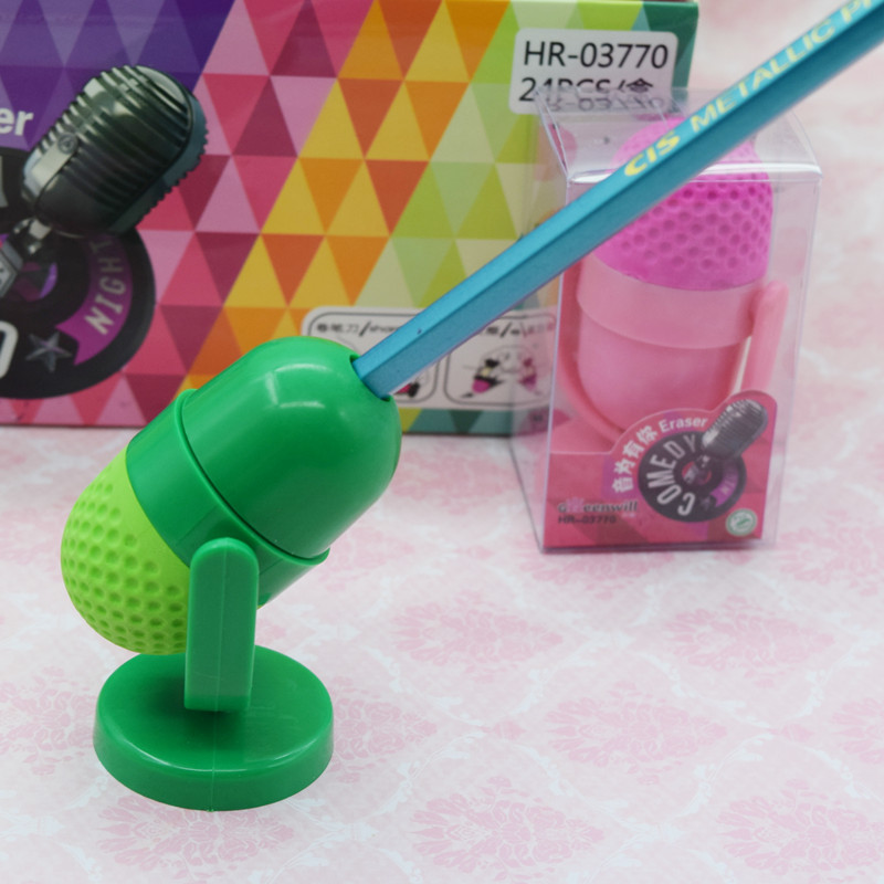 Micrófono borradora con lápiz cortador creativo multifuncional estilo de moda fábrica de papelería批ada directa puede personalizar