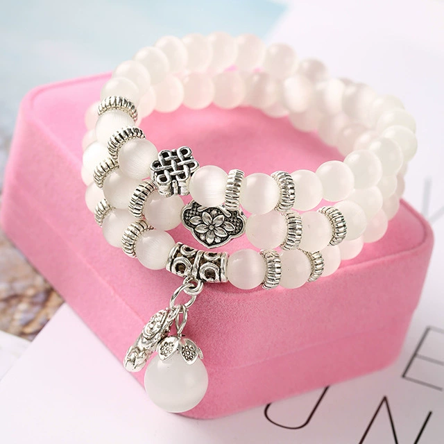 Genuine universal beaded bracelet, one bead bracelet, jewelry charm, accessory, cat's eye