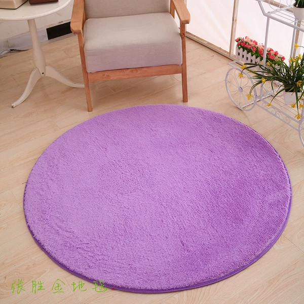 3cm round silk wool carpet purple