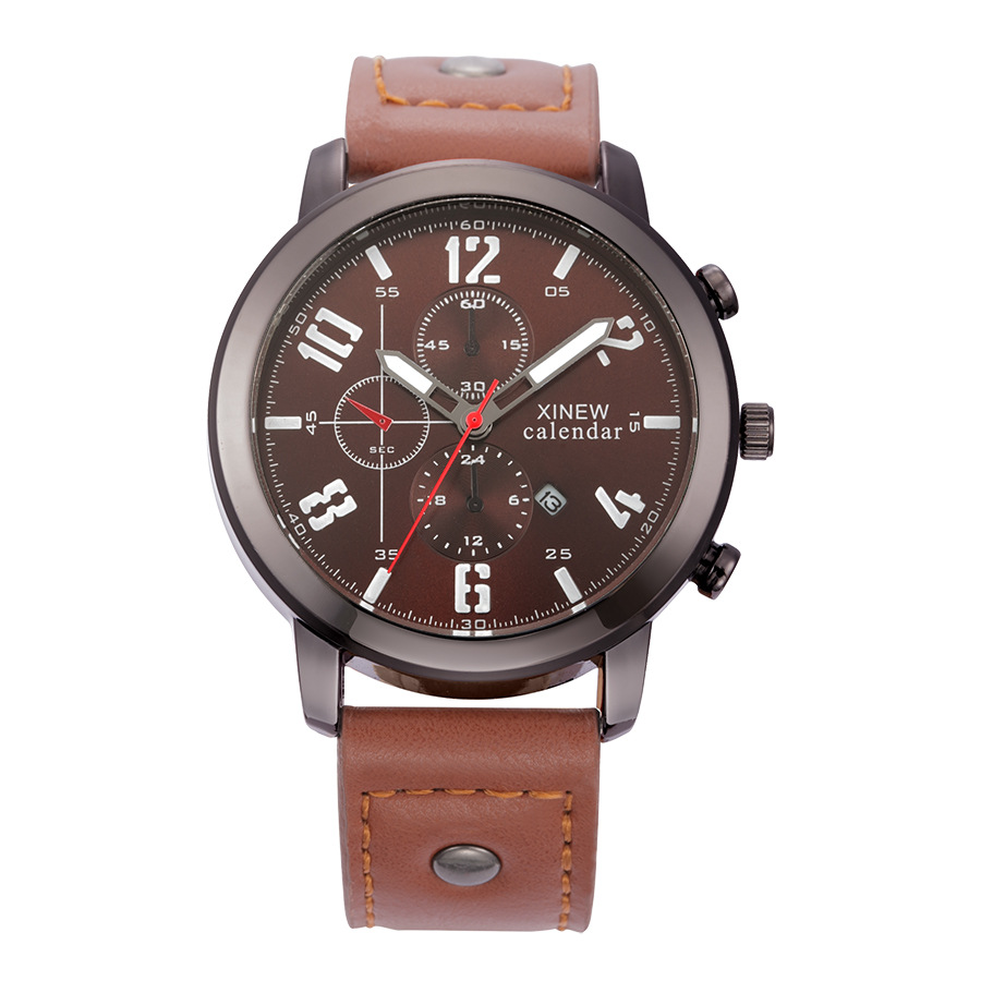 AliExpress WISH New Watch XINEW Brand Foreign Trade Men's Watch Belt Calendar Quartz Watch Factory Direct Sales Now