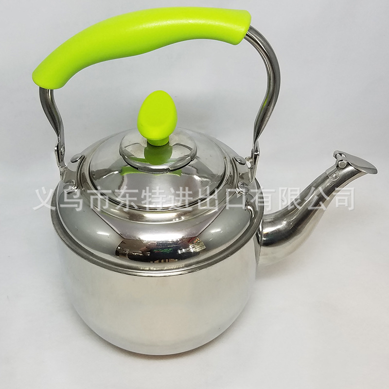 Factory direct sales of stainless steel water kettles, Korean-style sound kettles, green-handled sound kettles with spouts, thickened water kettles detail image 7