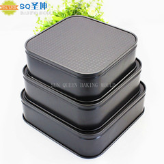 High-quality three-piece set of square non-stick cake molds with live buckles, square cake molds, carbon steel honeycomb live-bottom square baking pans