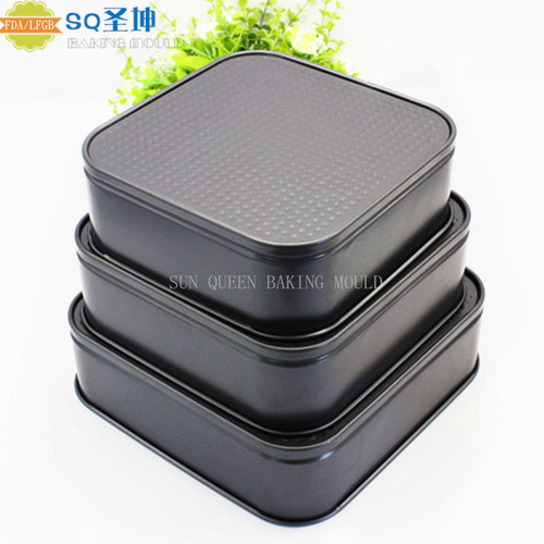 High-quality three-piece set of square non-stick cake molds with live buckles, square cake molds, carbon steel honeycomb live-bottom square baking pans