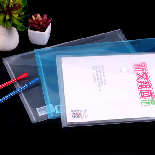 Deli 5505 transparent file bag a4 paper file bag plastic information bag briefcase snaps wholesale