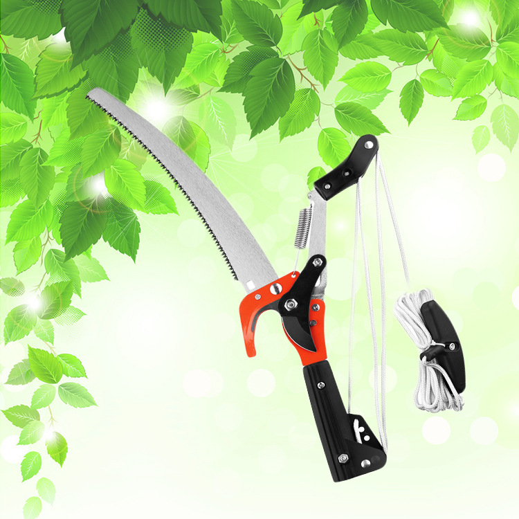 园林五金工具厂 家进口SK5钢材双滑轮园林高枝锯高枝剪 修枝剪 园