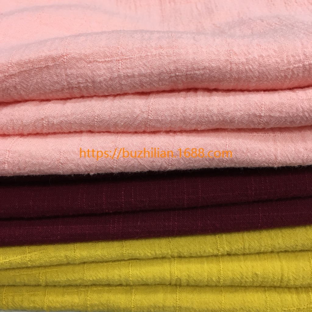 厂家现货全棉布 素色 绉布 仿麻 竹节布 多色衬衫面料休闲童装提