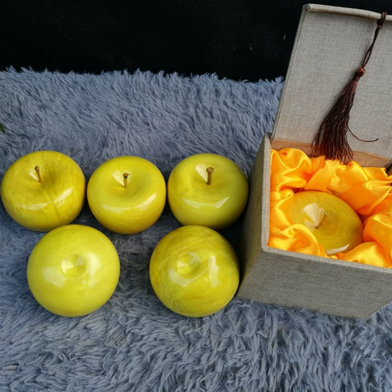 Decorative wooden apple ornament, red sandalwood and golden nanmu, glossy finish, gift box option