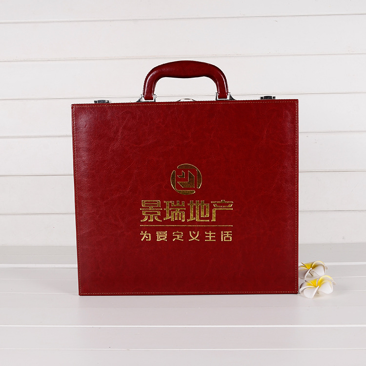 房地产交房箱定制楼盘交付盒钥匙箱皮箱资料盒红色交房盒定制