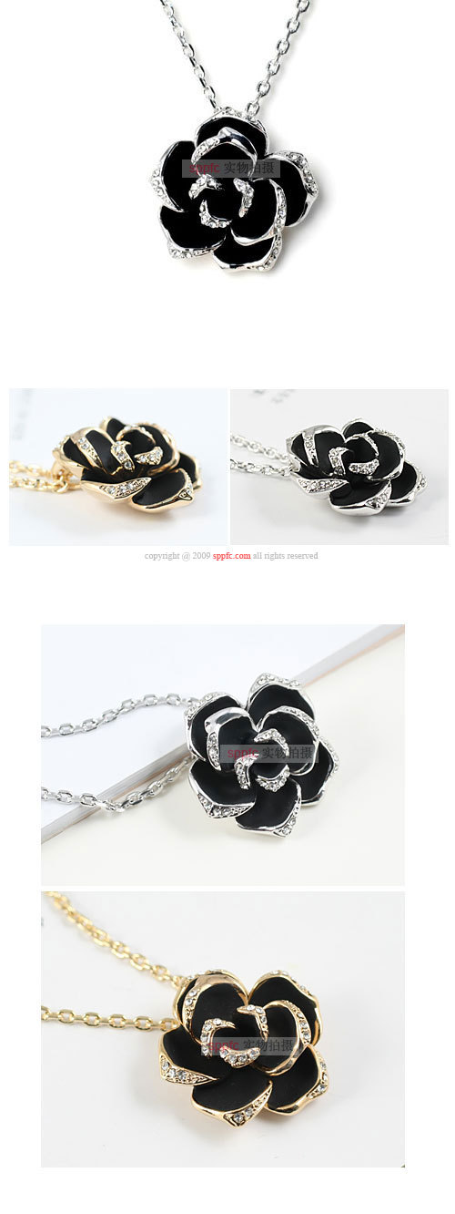 Fashion Vintage Inlaid Dripping Rose Delicate Necklace display picture 2