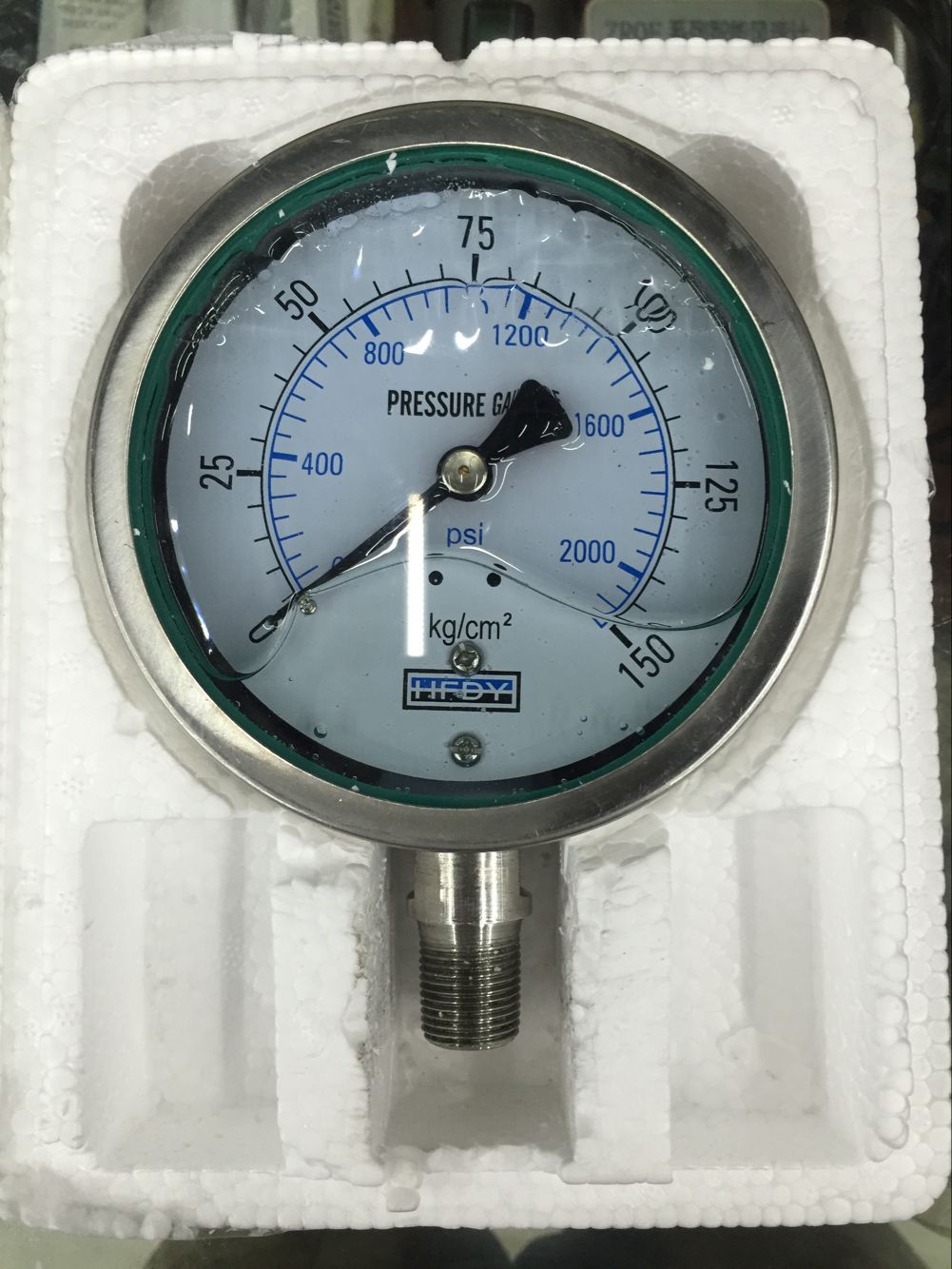 HFDY全不锈钢压力表可冲油防震 304 316材质 150KG 250KG螺纹3/8