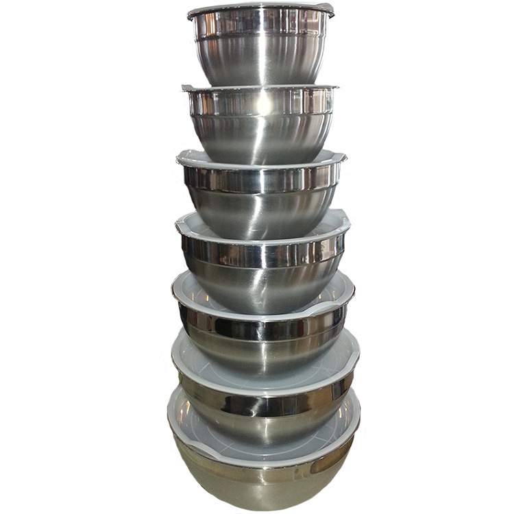 Factory direct sales: Stainless steel salad basin, anti-slip silicone bottom, egg-beating basin with cover, colorful kneading basin, thickened and deepened basin detail image 9