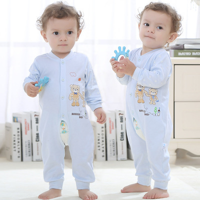 baby one-piece garment pure cotton Crotch opening Infants Long sleeve pajamas men and women baby Romper Spring and autumn season new pattern