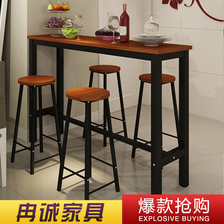 简约餐桌吧台桌椅 家用靠墙吧台桌 休闲咖啡厅桌椅 酒吧高脚桌