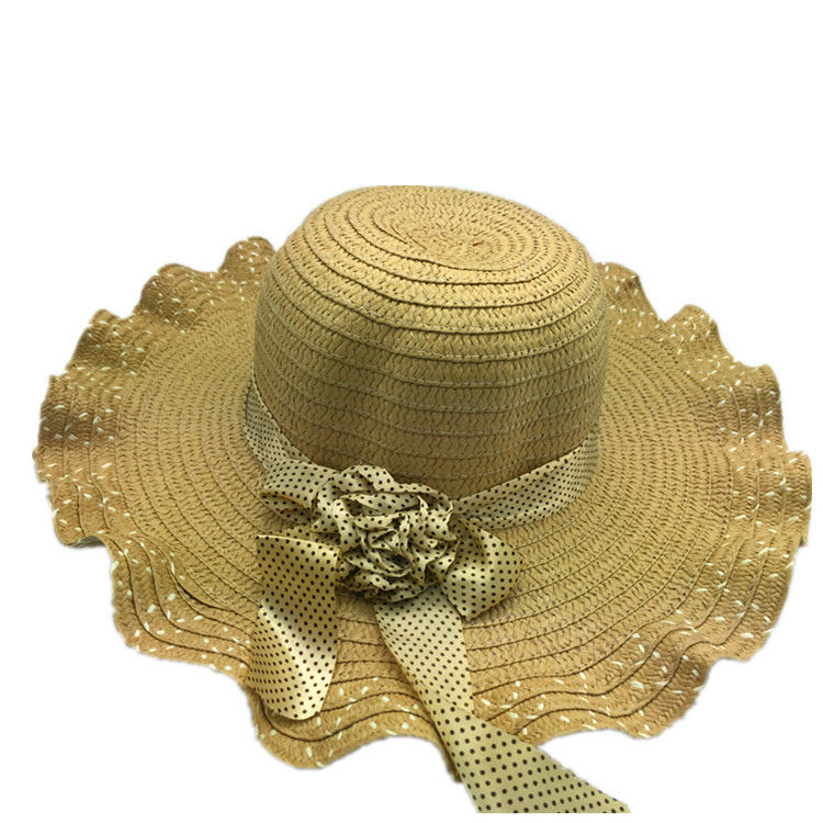 Sombrero de playa sombrero de arco al por mayor sombrero para el sol plegable ala grande sombrero para el sol de las mujeres punto escénico