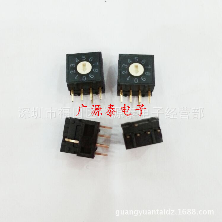 台湾DIP 1428旋转编码开关RV4A-10R-V 黑色编码10位 BCD编码开关