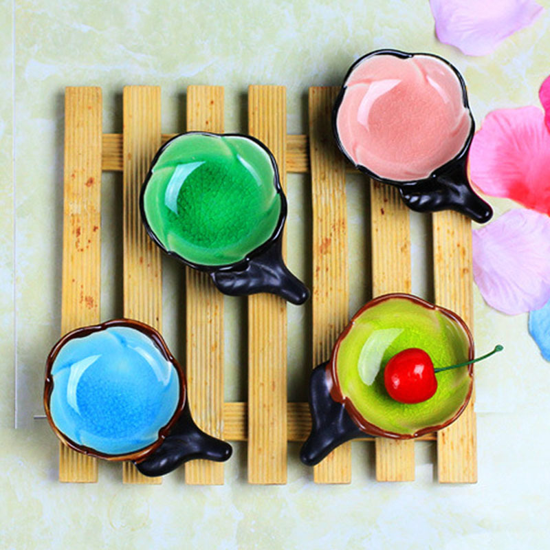 玻璃釉梅花碟陶瓷餐具3.5寸筷架日式美容碟酱料碟子促销礼品