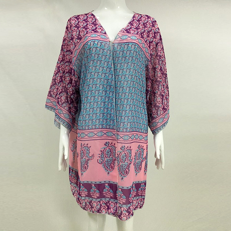 Chiffon Bohemiashirt(Purple - One Size) NHDF0305-Purple - One Size
