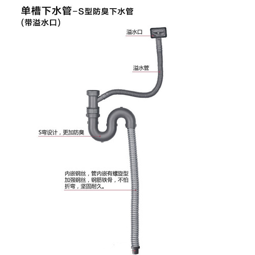 Factory direct sales sink single-tank drain pipe, anti-odor and anti-blocking stainless steel sink drain, vegetable sink drain