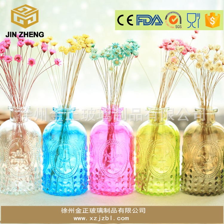 欧式玻璃彩色小号花瓶香薰玻璃瓶现货供应 家居摆设装饰