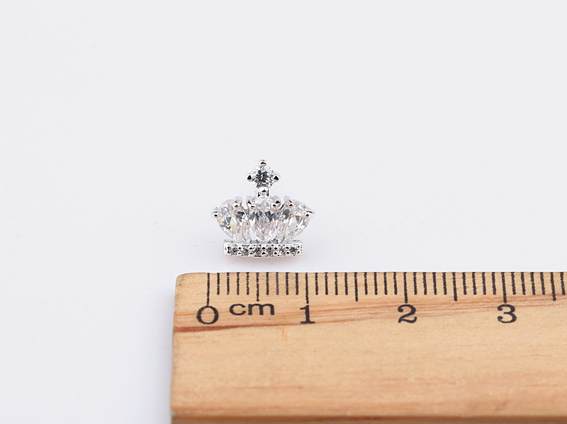 Plating, Inlay Design 1 Pair Princess Crown Plating Inlay Copper Alloy Zircon 18K Gold Plated White Gold Plated Ear Studs