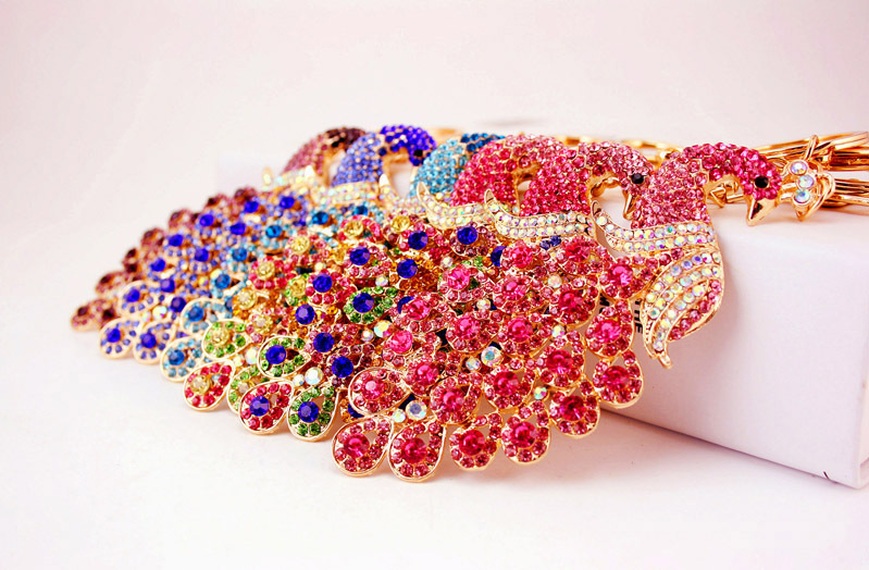 56g Weight Travel Occasion Alloy, Metal Material Animal Pattern Unisex Gender Dark Blue, Lake Blue, Pink, Purple, Blue, Yellow Color Chinese Style Creative Cute Diamond Keychain 2