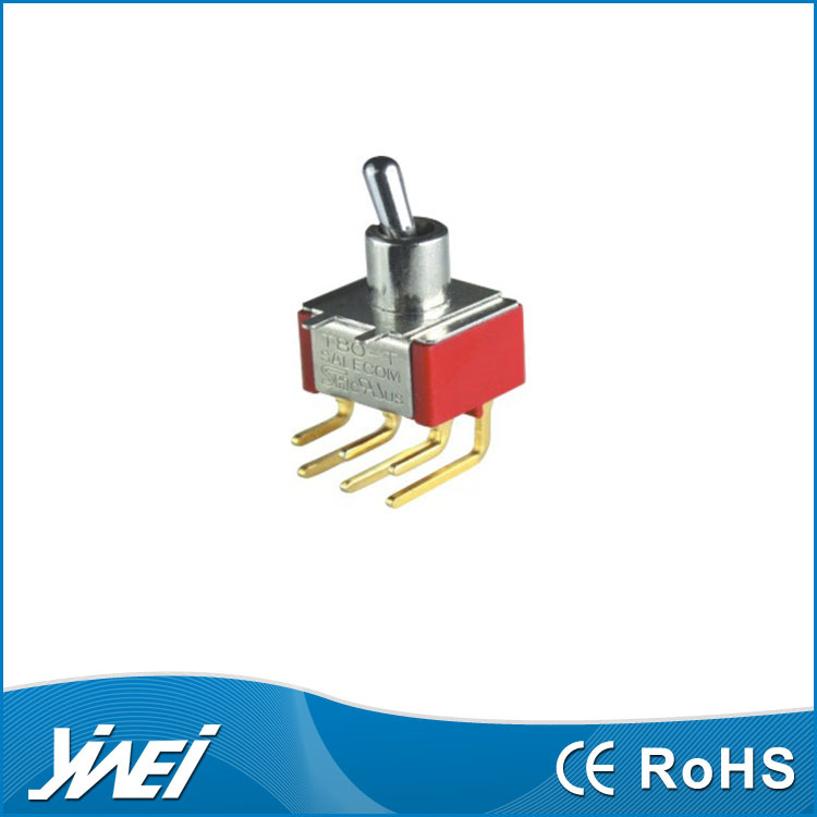 红色直插式6支脚钮子开关 YW2-305-C3