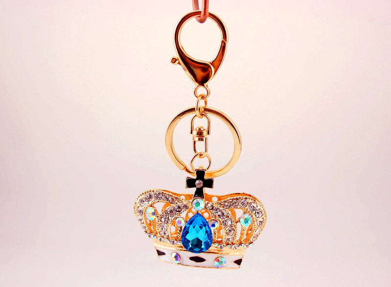 Korean Diamond Gemstone Crown Women's Car Metal  Key Chain display picture 3