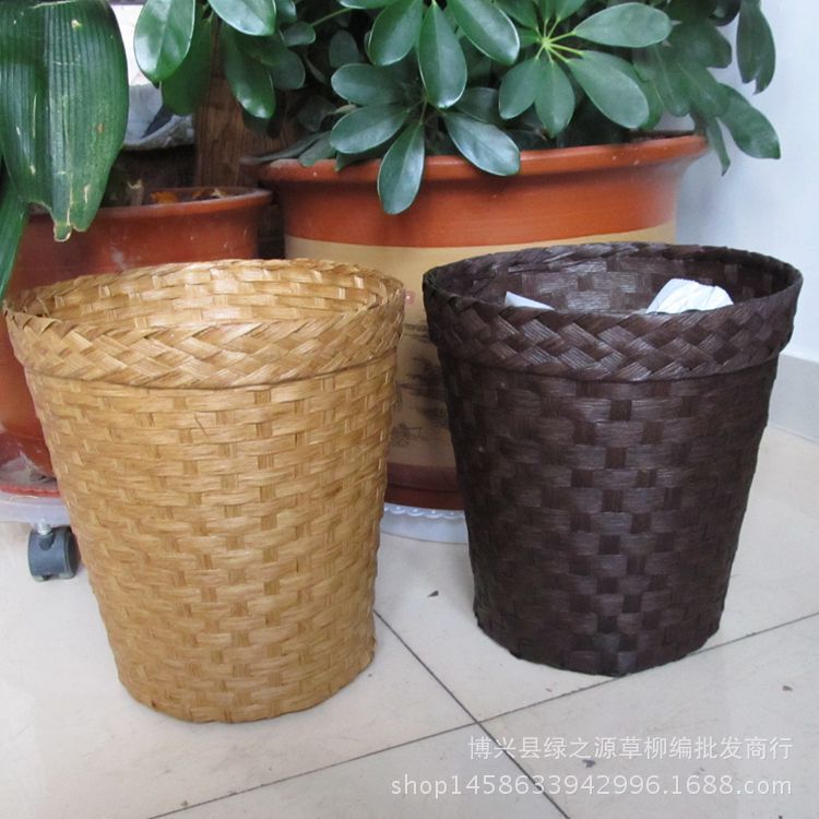 Fashion Straw Storage Barrel Living Room Bathroom Waste Bin Waste Bin Book Newspaper Basket Storage Basket Small Basket
