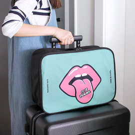 kiss the rain卡通手提旅行收纳包 登机包行李衣物拉杆箱整理包