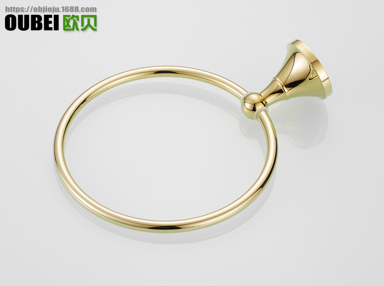 G6811 电镀锆金色卫生间全铜毛巾环挂毛巾挂环圆