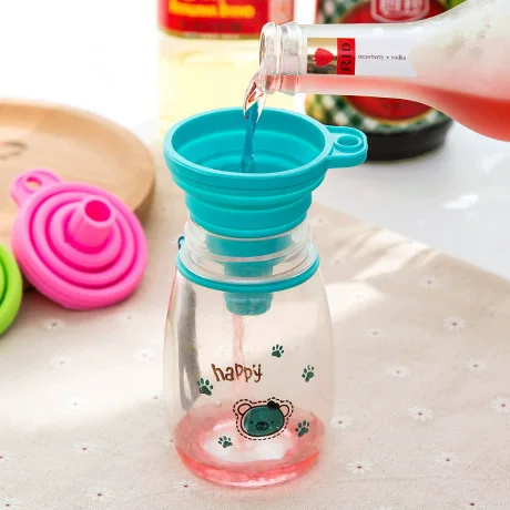 Folding telescopic silicone food silicone, container, flask funnel