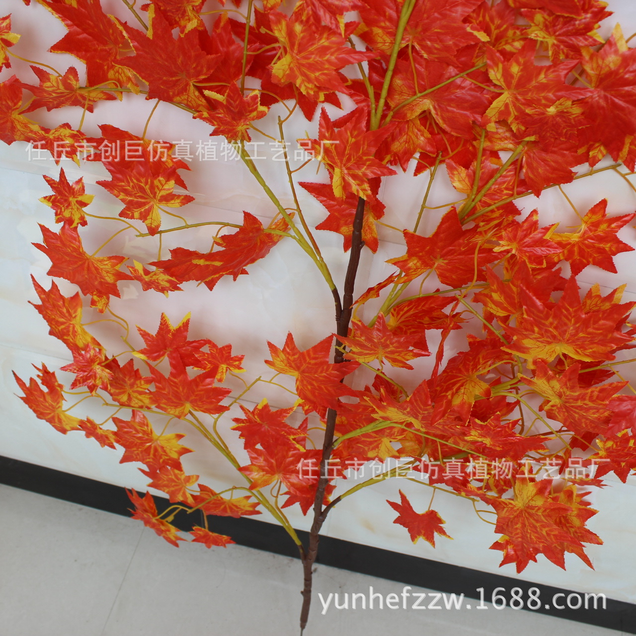 仿真大树枝红枫叶园艺工程装饰红枫树屏障背景植物假塑料树枝干批-阿里巴巴