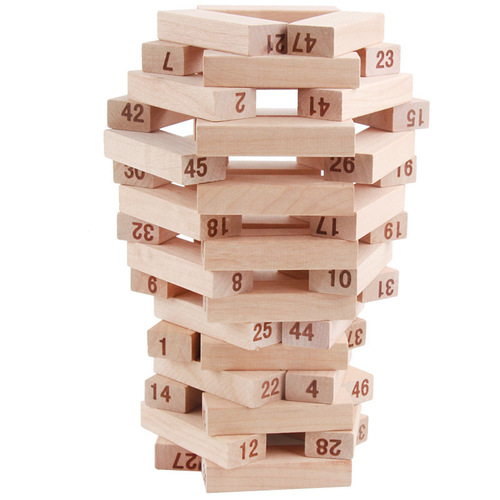 Wooden early education puzzle log digital layer stacking small building blocks stacking high creative Jenga tabletop game