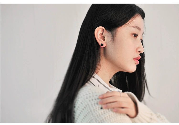 Earrings heart shaped, accessory, Korean style, 925 sample silver