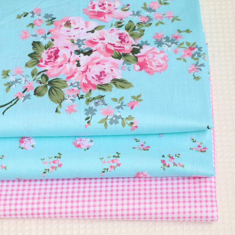 全棉斜纹印花布料 田园花卉碎花AB版 纯棉被套斜纹面料批发供应