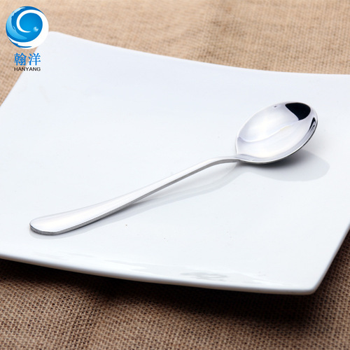 Stainless steel round spoon children's feeding small rice spoon snack shop ice spoon hotel meal spoon set manufacturer wholesale