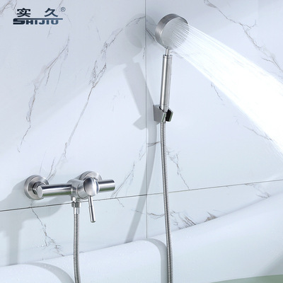 不锈钢拉丝二联淋浴水龙头 淋浴房卫生间浴室混水阀冷热水龙头