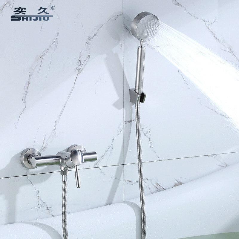 不锈钢拉丝二联淋浴水龙头 淋浴房卫生间浴室混水阀冷热水龙头