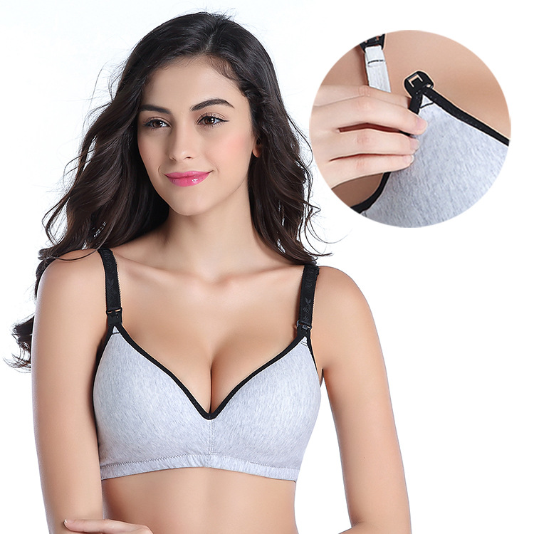 Pure Cotton Rimless One-piece Breastfeeding Bra Super Gathered Anti-sagging Pregnant Women Underwear