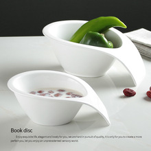 白色陶瓷餐具火锅店自助餐调料碗蔬菜沙拉碗西式浓汤碗时尚帽型碗